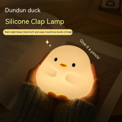 LED Nachtlampe in Entchen-Form – Cartoon Silikon, USB wiederaufladbares Schlaflicht mit Touchsensor und Timer