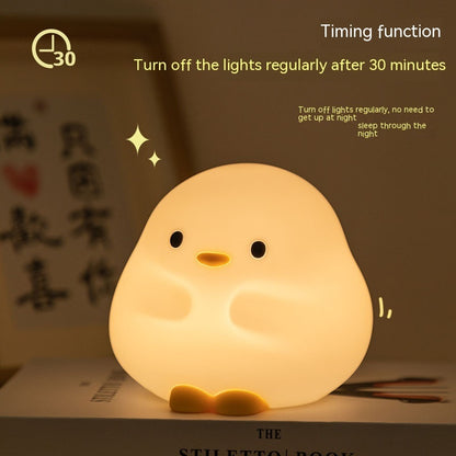 LED Nachtlampe in Entchen-Form – Cartoon Silikon, USB wiederaufladbares Schlaflicht mit Touchsensor und Timer