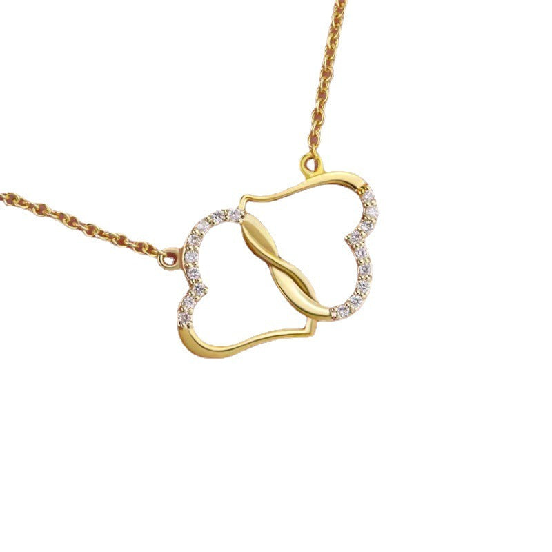 Doppelherz-Liebe-Halskette mit Zirkonia und Strass - Perfektes Geschenk für den Muttertag oder Valentinstag